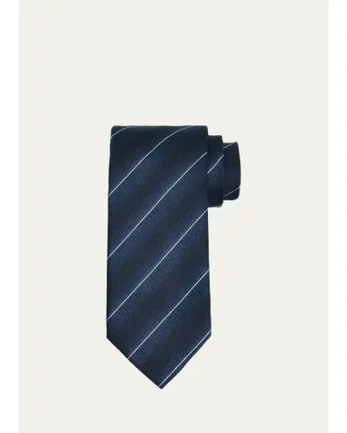Tom Ford Men's Linen Diagonal Stripe Tie | Thumbnail 1