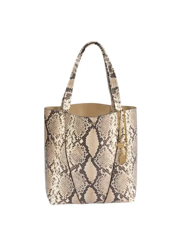 Chloe Spin Python-Embossed Leather Tote Bag