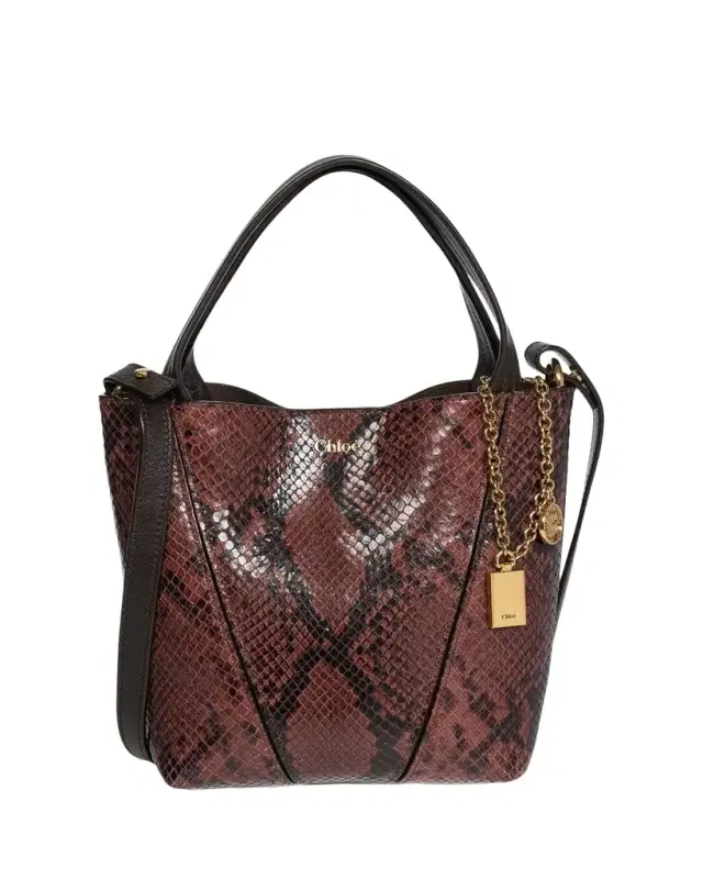 Chloe Spin Small Python-Embossed Leather Top-Handle Bag