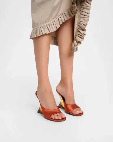 Dries Van Noten 100mm Satin Wedge Mules | Thumbnail 2 Dries Van Noten 100mm Satin Wedge Mules | Thumbnail 2