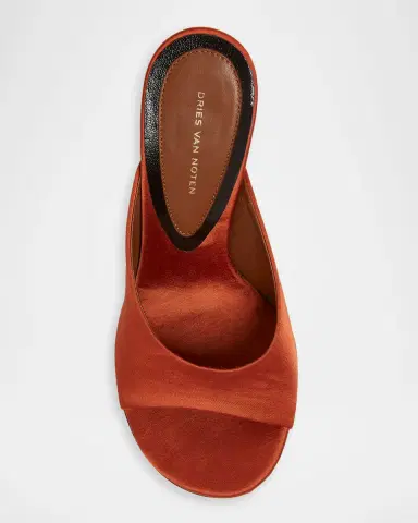 Dries Van Noten 100mm Satin Wedge Mules | Thumbnail 6 Dries Van Noten 100mm Satin Wedge Mules | Thumbnail 6