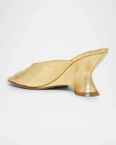 Dries Van Noten 75mm Croc-Embossed Metallic Leather Wedge Mules | Thumbnail 2 Dries Van Noten 75mm Croc-Embossed Metallic Leather Wedge Mules | Thumbnail 2
