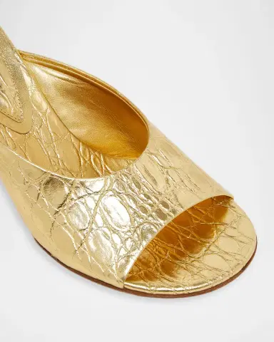 Dries Van Noten 75mm Croc-Embossed Metallic Leather Wedge Mules | Thumbnail 3 Dries Van Noten 75mm Croc-Embossed Metallic Leather Wedge Mules | Thumbnail 3