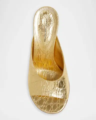 Dries Van Noten 75mm Croc-Embossed Metallic Leather Wedge Mules | Thumbnail 4 Dries Van Noten 75mm Croc-Embossed Metallic Leather Wedge Mules | Thumbnail 4