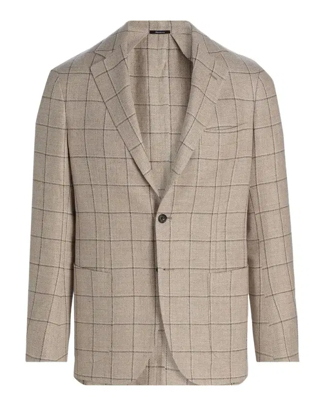 Sartorio Men 's Windowpane Plaid Linen-Blend Sport Coat