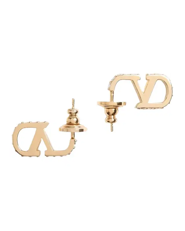 Valentino Garavani VLogo Signature Metal and Swarovski Crystal Stud Earrings