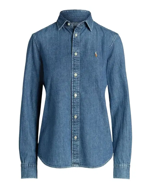 Embroidered-Logo Denim Shirt