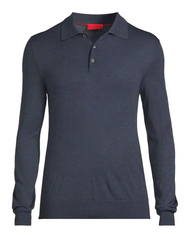 Isaia Men 's Wool Polo Sweater