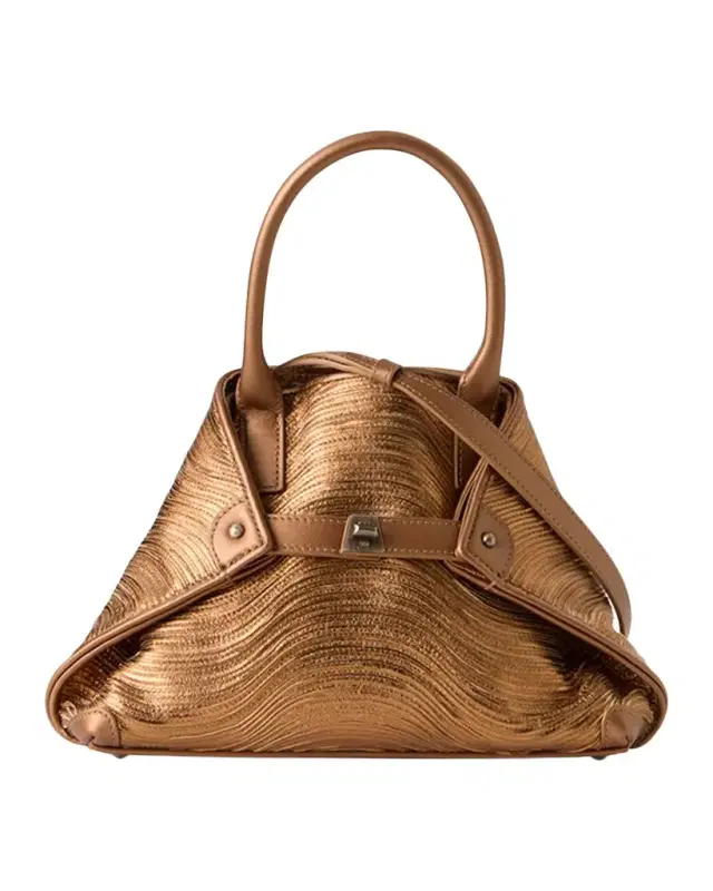 Akris Ai Little Wavy Metallic Leather Top-Handle Bag