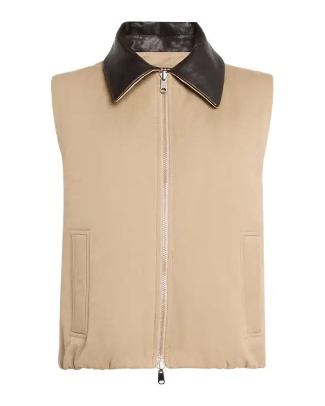 Brunello Cucinelli Reversible Check Padded Cotton-Linen Vest