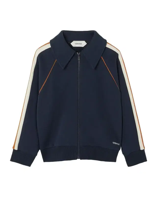Versace Boy 's Greek Contrast Fleece Zip Sweatshirt, Size 4-14