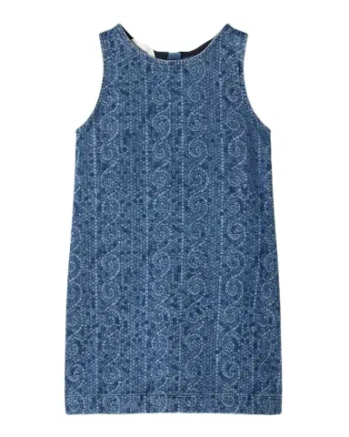 Versace Girl's Lasered Greca Sleeveless Denim Dress | Thumbnail 1