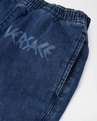 Versace Boy 's Lasered Denim Shorts, Size 4-14 | Thumbnail 3