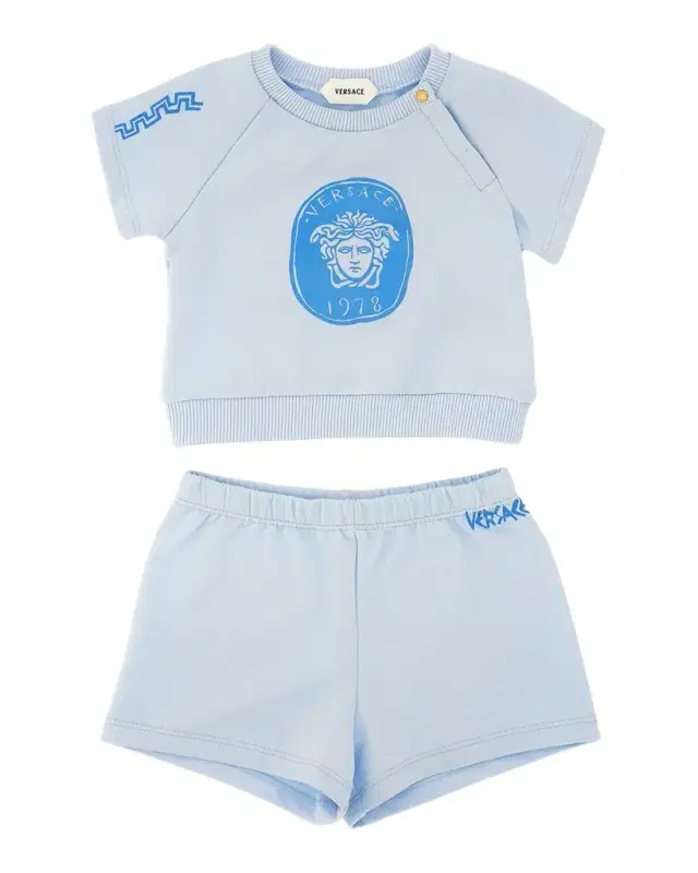 Versace Boy 's Logo Cotton Jersey T-Shirt & Shorts Set, Size 6M-18M