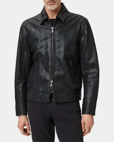 John Varvatos Men 's Benjamin Snakeskin-Embossed Leather Jacket | Thumbnail 4 John Varvatos Men 's Benjamin Snakeskin-Embossed Leather Jacket | Thumbnail 4