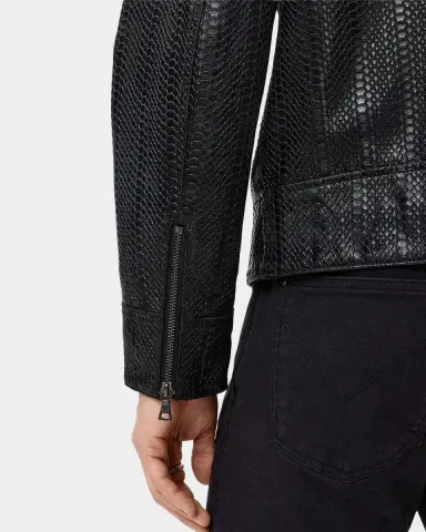 JOHN VARVATOS Men's Benjamin Snakeskin-Embossed Leather Jacket | Thumbnail 9 JOHN VARVATOS Men's Benjamin Snakeskin-Embossed Leather Jacket | Thumbnail 9