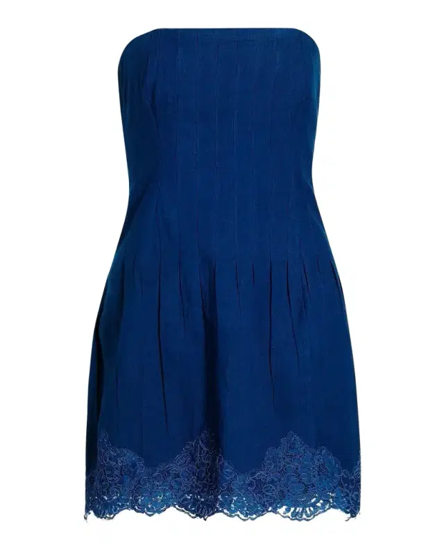 Cami NYC Belinda Strapless Lace-Trimmed Linen Minidress