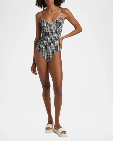 Solid & Striped The Taylor Plaid Seersucker One-Piece Swimsuit | Thumbnail 2 Solid & Striped The Taylor Plaid Seersucker One-Piece Swimsuit | Thumbnail 2