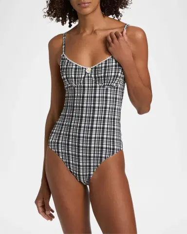 Solid & Striped The Taylor Plaid Seersucker One-Piece Swimsuit | Thumbnail 4 Solid & Striped The Taylor Plaid Seersucker One-Piece Swimsuit | Thumbnail 4