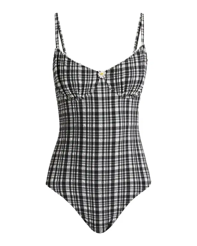 Solid and Striped The Taylor Plaid Seersucker One-Piece Swimsuit