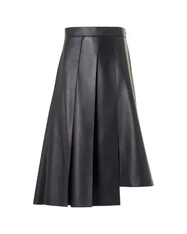 Akris Pleated Leather A-Line Skirt | Thumbnail 1