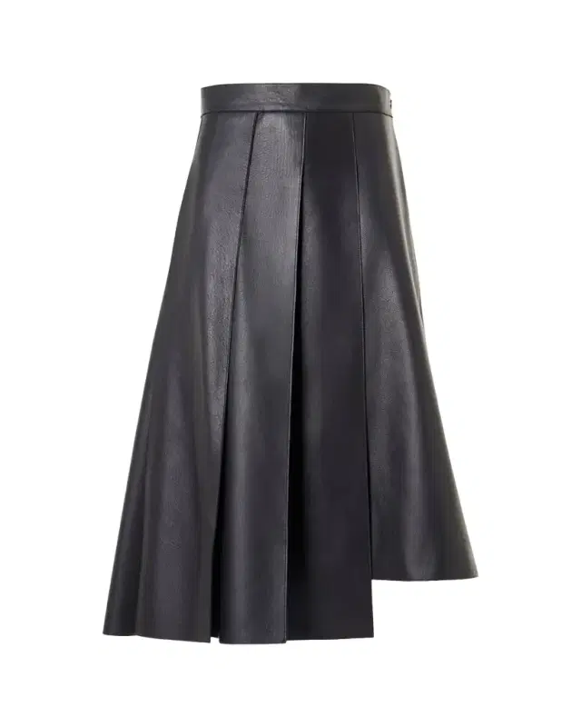 Akris Pleated Leather A-Line Skirt