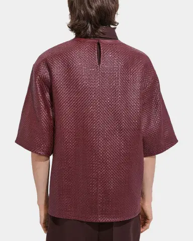 Bottega Veneta Men's Intrecciato Leather Oversized T-Shirt | Thumbnail 6 Bottega Veneta Men's Intrecciato Leather Oversized T-Shirt | Thumbnail 6