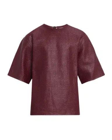 Bottega Veneta Men's Intrecciato Leather Oversized T-Shirt | Thumbnail 1 Bottega Veneta Men's Intrecciato Leather Oversized T-Shirt | Thumbnail 1