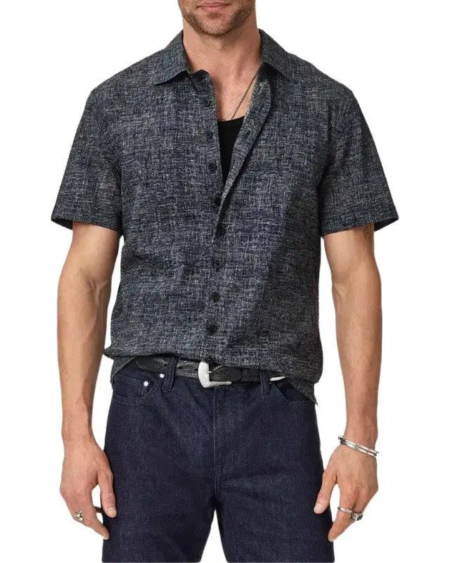 John Varvatos Men 's Malon Printed Cotton Seersucker Shirt