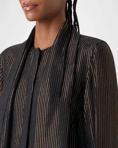 Akris Metallic-Stripe Gathered Blouse | Thumbnail 5