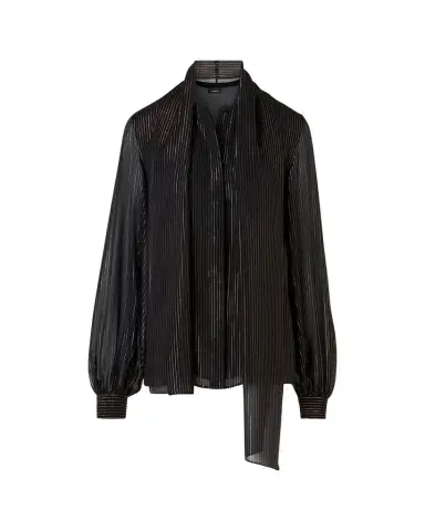 Akris Metallic-Stripe Gathered Blouse | Thumbnail 1