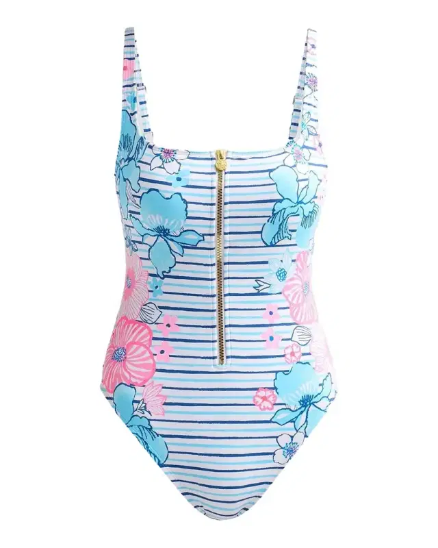 Lilly Pulitzer Emil Printed Zip-Up One-Piece Swimsuit
