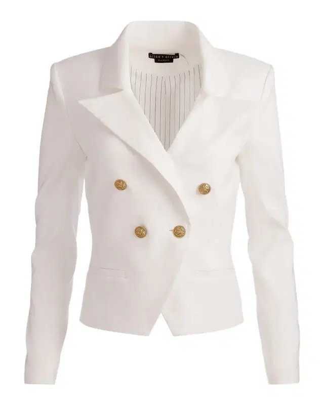 ALICE + OLIVIA Sable Double-Breasted Crop Blazer