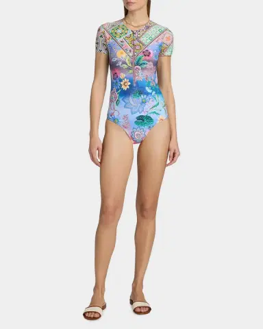 Johnny Was Lilliana Printed Rashguard One-Piece Swimsuit | Thumbnail 2 Johnny Was Lilliana Printed Rashguard One-Piece Swimsuit | Thumbnail 2