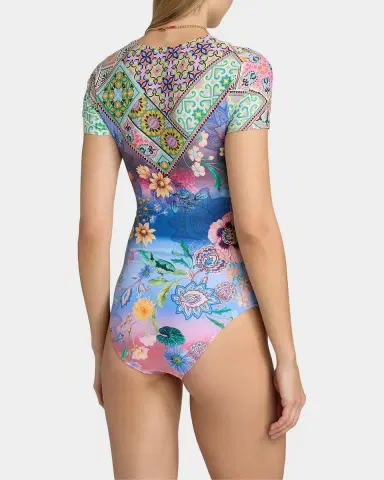 Johnny Was Lilliana Printed Rashguard One-Piece Swimsuit | Thumbnail 3 Johnny Was Lilliana Printed Rashguard One-Piece Swimsuit | Thumbnail 3