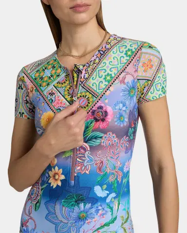 Johnny Was Lilliana Printed Rashguard One-Piece Swimsuit | Thumbnail 5 Johnny Was Lilliana Printed Rashguard One-Piece Swimsuit | Thumbnail 5