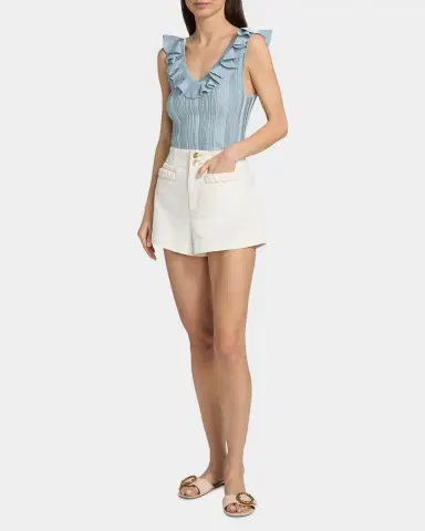 Zimmermann Roselight Braided Detail Denim Shorts | Thumbnail 2 Zimmermann Roselight Braided Detail Denim Shorts | Thumbnail 2