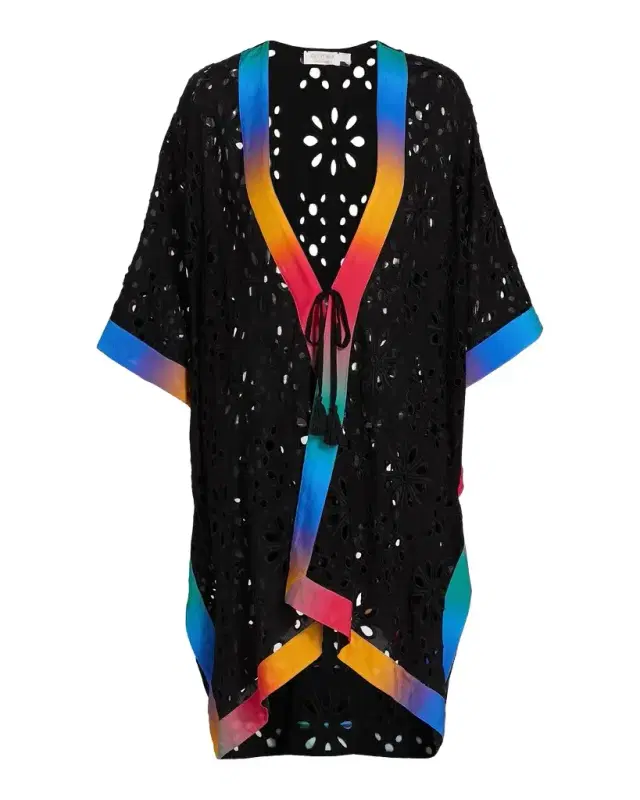 Johnny Was Campsis Eyelet Short Mini Kimono Dress