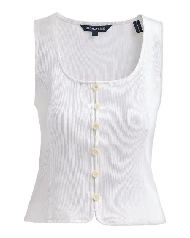 Veronica Beard Quenby Stretch-Cotton Sleeveless Top
