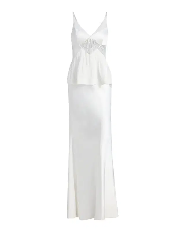 Self-Portrait Satin Lace-Trim Maxi Dress