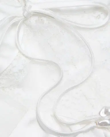 Self-Portrait Sheer Lace-Trim Satin Top | Thumbnail 6
