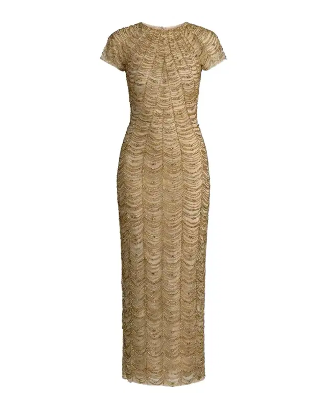 Mac Duggal Bead & Rhinestone Bodycon Midi Dress