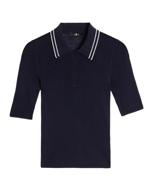 7 for all mankind Piped Collar Polo Top