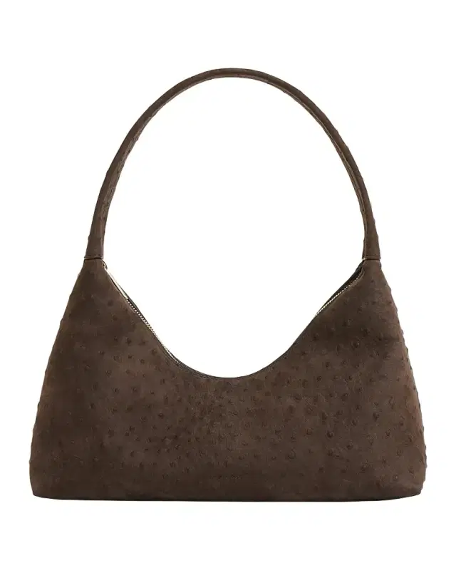 Mansur Gavriel Candy Ostrich-Embossed Suede Baguette