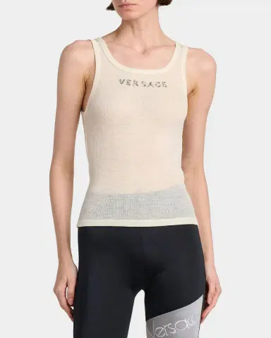 Versace Jeans Couture La Vacanza Crystal Logo Rib-Knit Tank | Thumbnail 4 Versace Jeans Couture La Vacanza Crystal Logo Rib-Knit Tank | Thumbnail 4