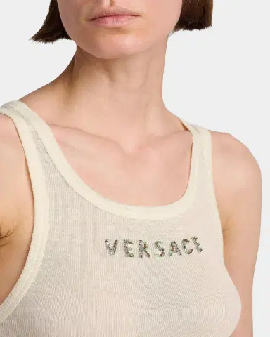 Versace Jeans Couture La Vacanza Crystal Logo Rib-Knit Tank | Thumbnail 5 Versace Jeans Couture La Vacanza Crystal Logo Rib-Knit Tank | Thumbnail 5