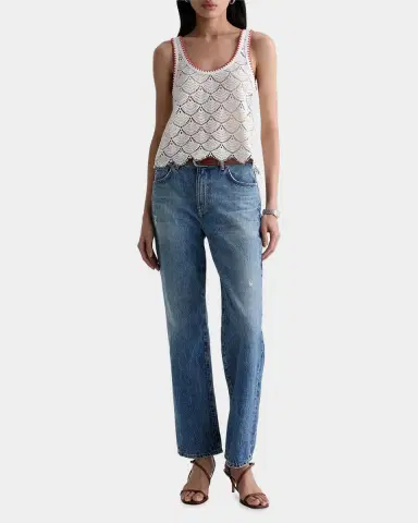 AG Jeans Bianca Scalloped Cotton Crochet Tank | Thumbnail 2