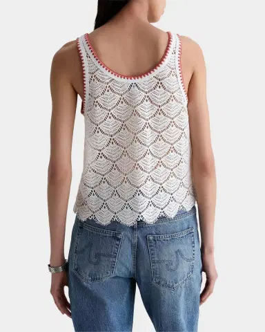 AG Jeans Bianca Scalloped Cotton Crochet Tank | Thumbnail 3