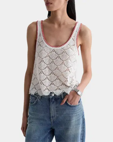 AG Jeans Bianca Scalloped Cotton Crochet Tank | Thumbnail 6