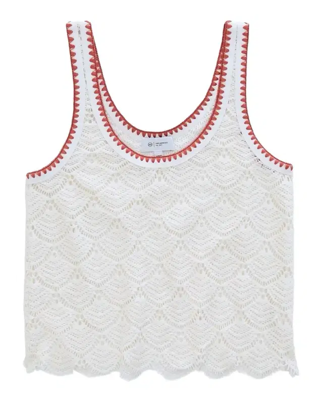 AG Jeans Bianca Scalloped Cotton Crochet Tank